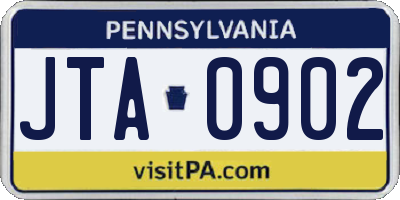 PA license plate JTA0902
