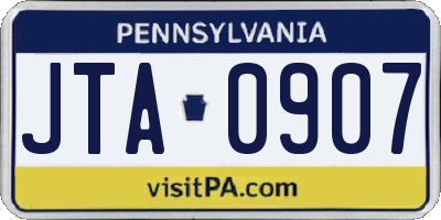 PA license plate JTA0907
