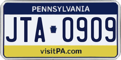 PA license plate JTA0909