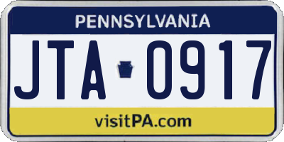 PA license plate JTA0917