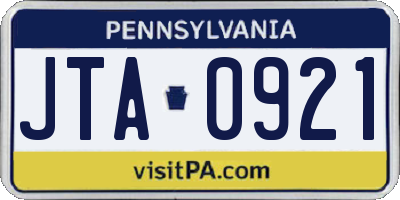 PA license plate JTA0921