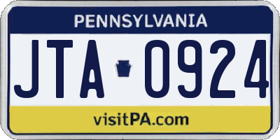 PA license plate JTA0924