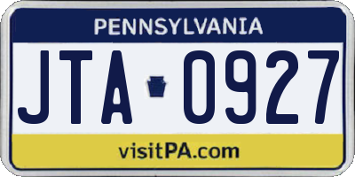 PA license plate JTA0927