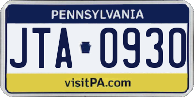 PA license plate JTA0930