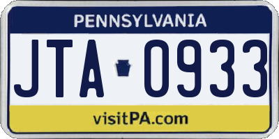 PA license plate JTA0933