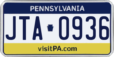 PA license plate JTA0936