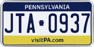 PA license plate JTA0937