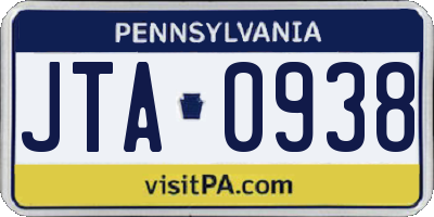 PA license plate JTA0938