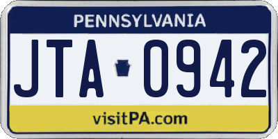 PA license plate JTA0942