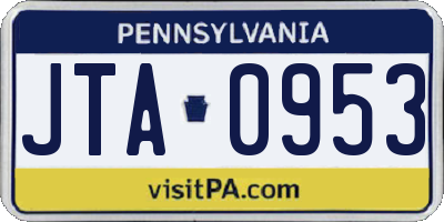 PA license plate JTA0953