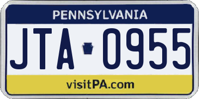 PA license plate JTA0955