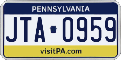 PA license plate JTA0959