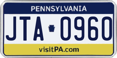 PA license plate JTA0960