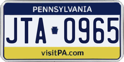 PA license plate JTA0965