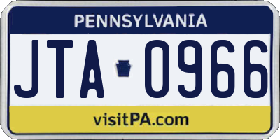 PA license plate JTA0966