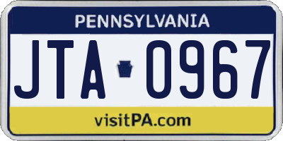 PA license plate JTA0967