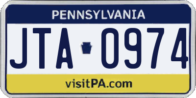 PA license plate JTA0974