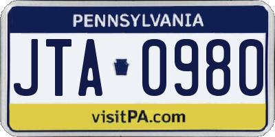 PA license plate JTA0980
