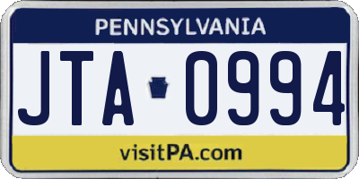 PA license plate JTA0994
