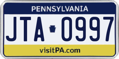 PA license plate JTA0997