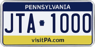 PA license plate JTA1000