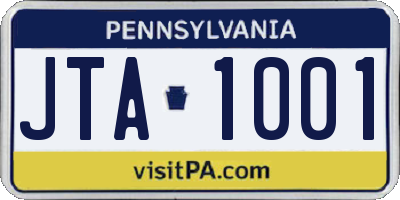 PA license plate JTA1001