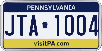 PA license plate JTA1004