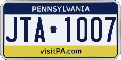 PA license plate JTA1007