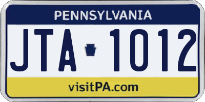 PA license plate JTA1012