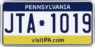 PA license plate JTA1019