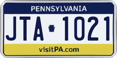 PA license plate JTA1021