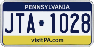 PA license plate JTA1028