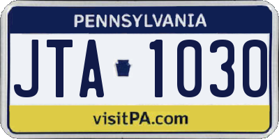 PA license plate JTA1030