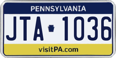 PA license plate JTA1036