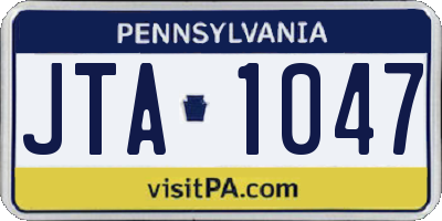PA license plate JTA1047
