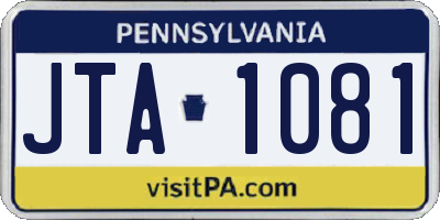 PA license plate JTA1081