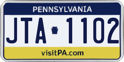 PA license plate JTA1102
