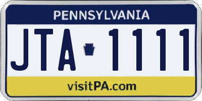 PA license plate JTA1111