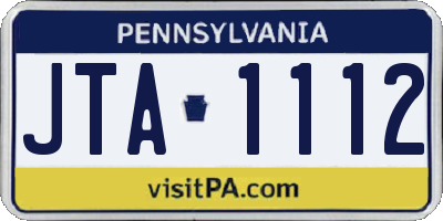 PA license plate JTA1112