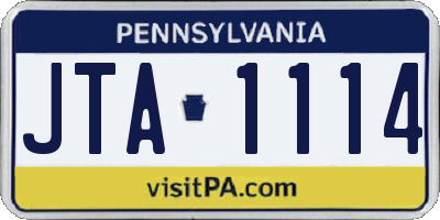 PA license plate JTA1114