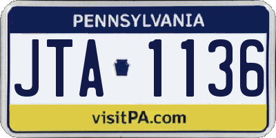 PA license plate JTA1136
