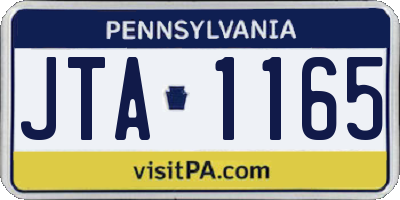 PA license plate JTA1165