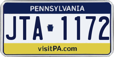 PA license plate JTA1172
