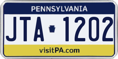 PA license plate JTA1202