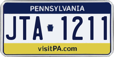 PA license plate JTA1211