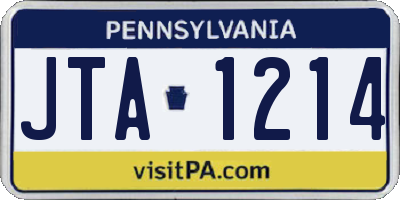 PA license plate JTA1214