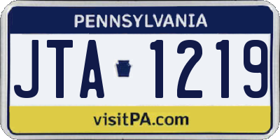 PA license plate JTA1219