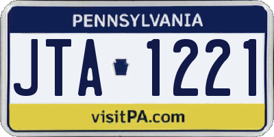 PA license plate JTA1221