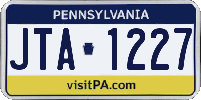 PA license plate JTA1227