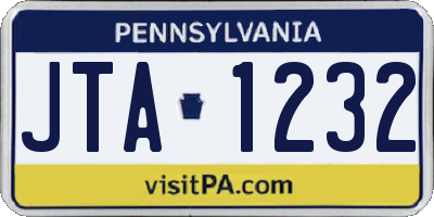 PA license plate JTA1232